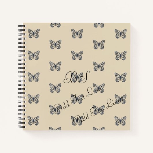 Motif Papillon bleu Denim Ajouter un Carnet texte (Devant)