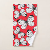 Motif papillon de chou sur rouge (Serviette à main)