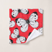 Motif papillon de chou sur rouge (Gant de toilette)