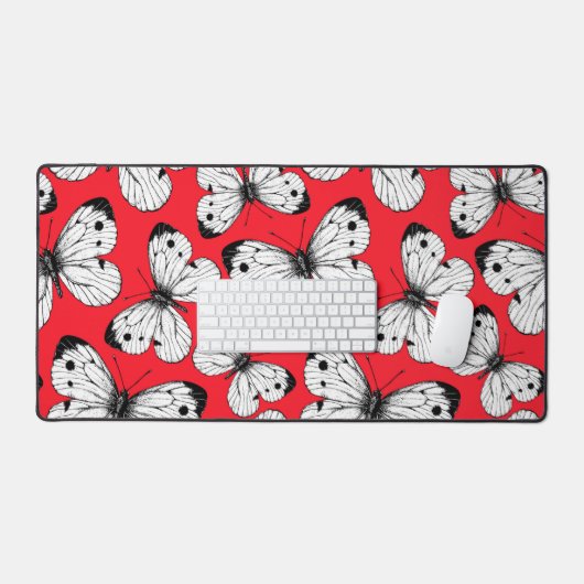 Motif papillon de chou sur rouge (Clavier et souris)