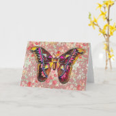 Motif papillon rose sur Motif 3 carte de note d'ar (Fleur jaune)