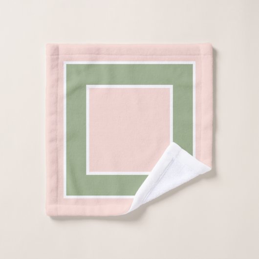 Motif Pastel Blush Pink Sage Green Block (Gant de toilette)