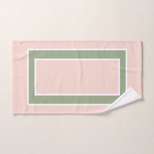 Motif Pastel Blush Pink Sage Green Block (Serviette à main)
