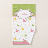 Motif Pastel Butterfly avec Fleurs et Nom (Serviette à main)