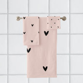 Motif Pastel Moderne Rose et Coeurs Noirs