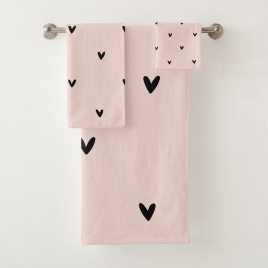 Motif Pastel Moderne Rose et Coeurs Noirs (En situation)