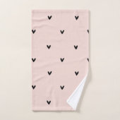 Motif Pastel Moderne Rose et Coeurs Noirs (Serviette à main)