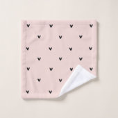Motif Pastel Moderne Rose et Coeurs Noirs (Gant de toilette)