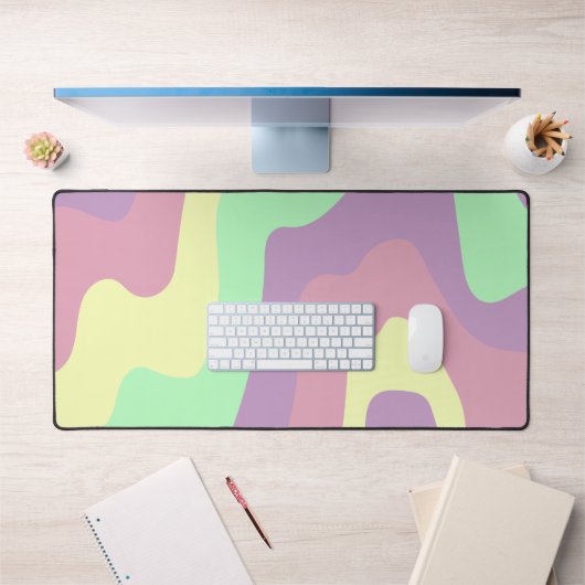 Motif Pastel Purple Green Abstrait Wavy Lines (Bureau 1)