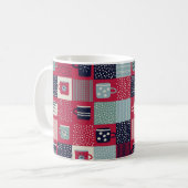 Motif, patchwork avec tasses dessinées à la main, (Devant gauche)