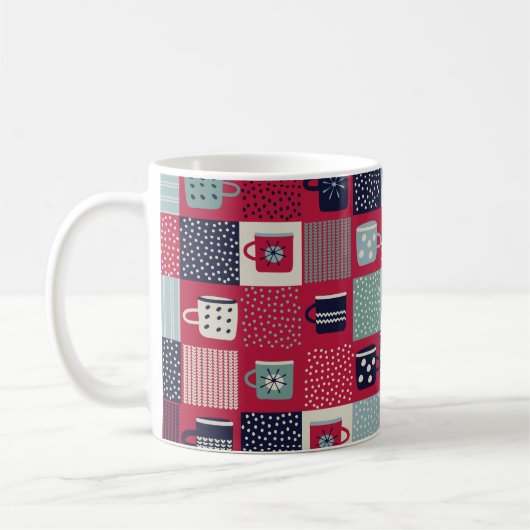 Motif, patchwork avec tasses dessinées à la main, (Gauche)