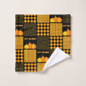 Motif Patchwork Citrouille Halloween (Gant de toilette)