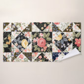 motif patchwork transparent avec fleurs (Serviette de bain)