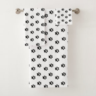Motif Pattes de Compagnon Noir sur Fond Blanc