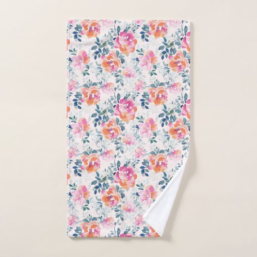 Motif peint de roses (Serviette à main)