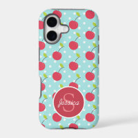 Motif personnalisé à pois cerise et bleu