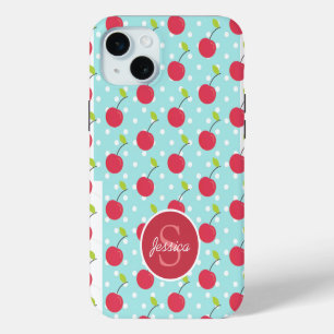 Motif personnalisé à pois cerise et bleu