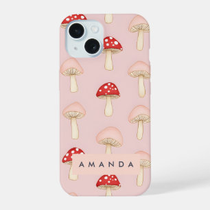 Motif personnalisé de champignons rouges roses fan