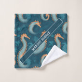 Motif personnalisé de couleur géométrique Seahorse (Gant de toilette)