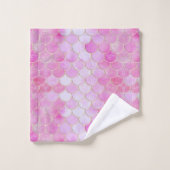 Motif Pink Pastel & Gold Shimmer Mermaid (Gant de toilette)