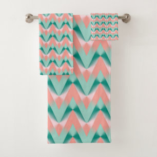 Motif Pink Peach Yukka Et Green ZigZag