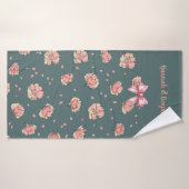 Motif Pink Peony et Bow (Serviette de bain)