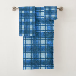 Motif Plaid bleu et blanc moderne Denim