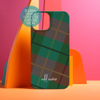 Motif plaid coloré avec nom de script moderne