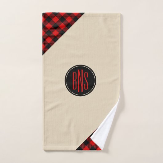 Motif Plaid de bison noir rouge (Serviette à main)