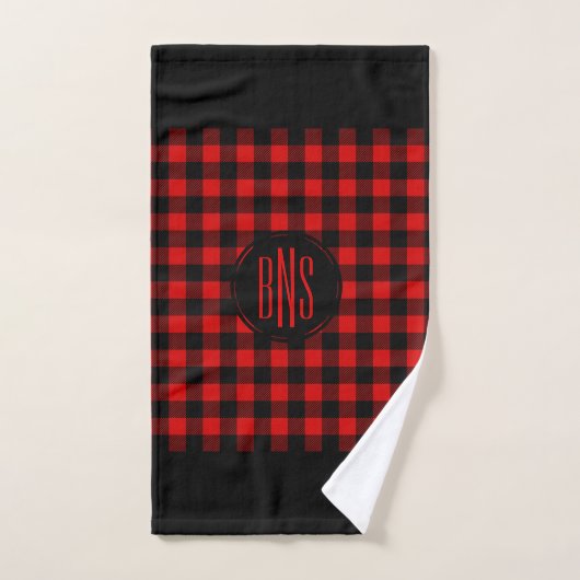 Motif Plaid de bison noir rouge (Serviette à main)
