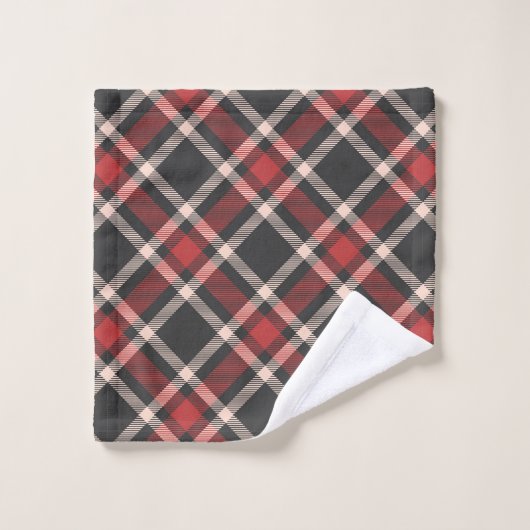 Motif plaid en rouge noir et blanc (Gant de toilette)