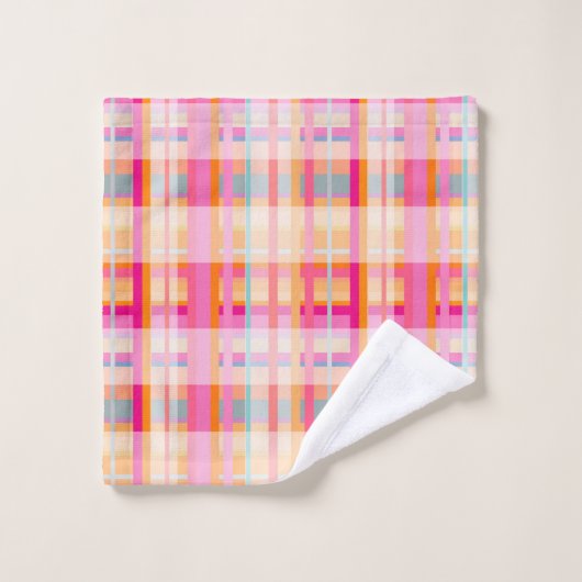 Motif Plaid Vintage Rétro En Pastels (Gant de toilette)