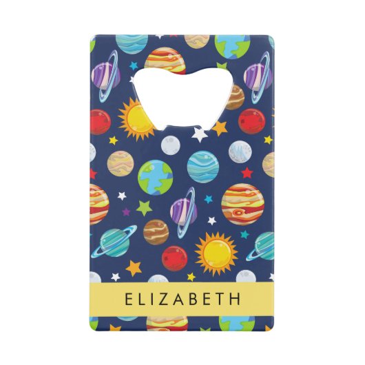 Motif, Planètes, Étoiles, Cosmos, Votre Nom (Devant)