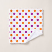 Motif Points Blancs Violet Orange (Gant de toilette)