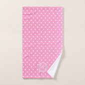Motif Pois rose Monogramme (Serviette à main)