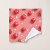 motif Pois rouge et blanc 3D (Gant de toilette)