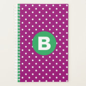 Motif pois violet monogramme vert (Devant)