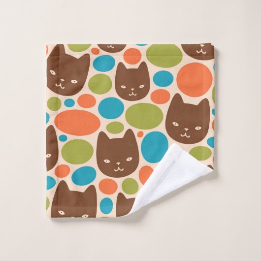 Motif Polka Dot Cats (Gant de toilette)