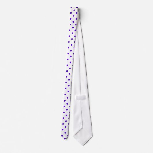 Motif Polka violet classique sur Cravate blanche (Dos)