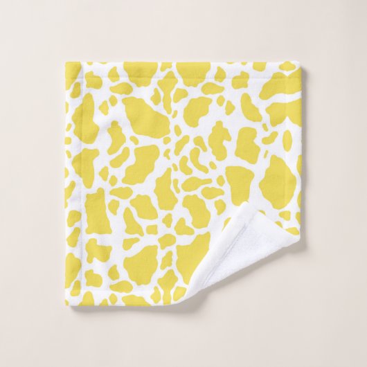 Motif Poster de animal des points de vache jaune (Gant de toilette)