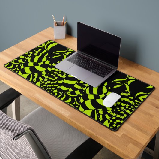 Motif psychédélique vert citron et noir (Bureau 2)