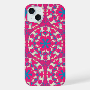 Motif Pug rouge corail moderne