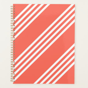 Motif quatre rayures corail vivant et blanc