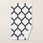 Motif Quatrefoil Marocain blanc et noir (Serviette à main)
