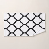Motif Quatrefoil Marocain blanc et noir (Serviette à main)