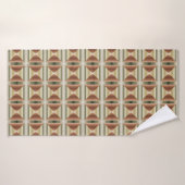 Motif rayé aux couleurs marron, vert et beige (Serviette de bain)