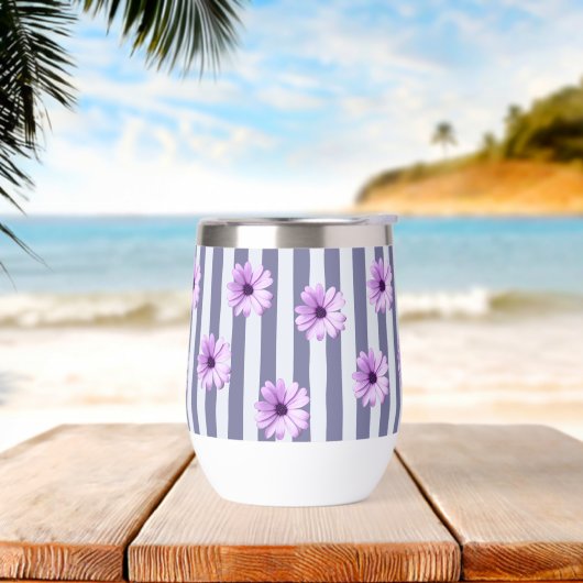 motif rayé avec des marguerites violettes (Yoga)