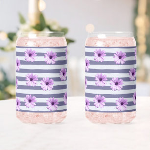 motif rayé avec des pâquerettes violettes