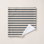 Motif rayé blanc cassé gris-foncé chic (Gant de toilette)