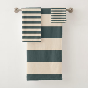 Motif rayé blanc cassé vert-foncé chic